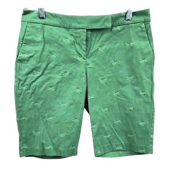 Talbots Petites Green Embroidered Bermuda Chino Shorts 4P - Picture 2 of 9